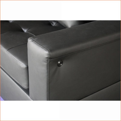 Sofas | Genesis 85"W Modern Black PVC Fabric Sofa with LED Lights, USB, Storage &amp; Cupholders | Black | PVC Fabric