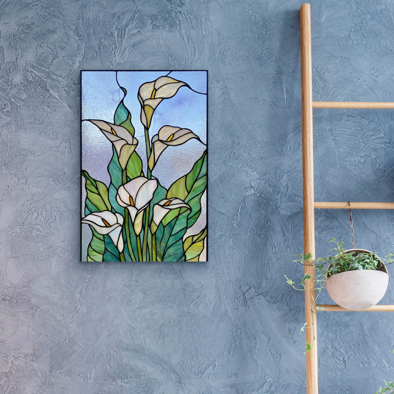 Art mural en verre épique «Stain Glass Lilies» par Rich Monet, 16 po x 24 po, H 24 po x l 16 po