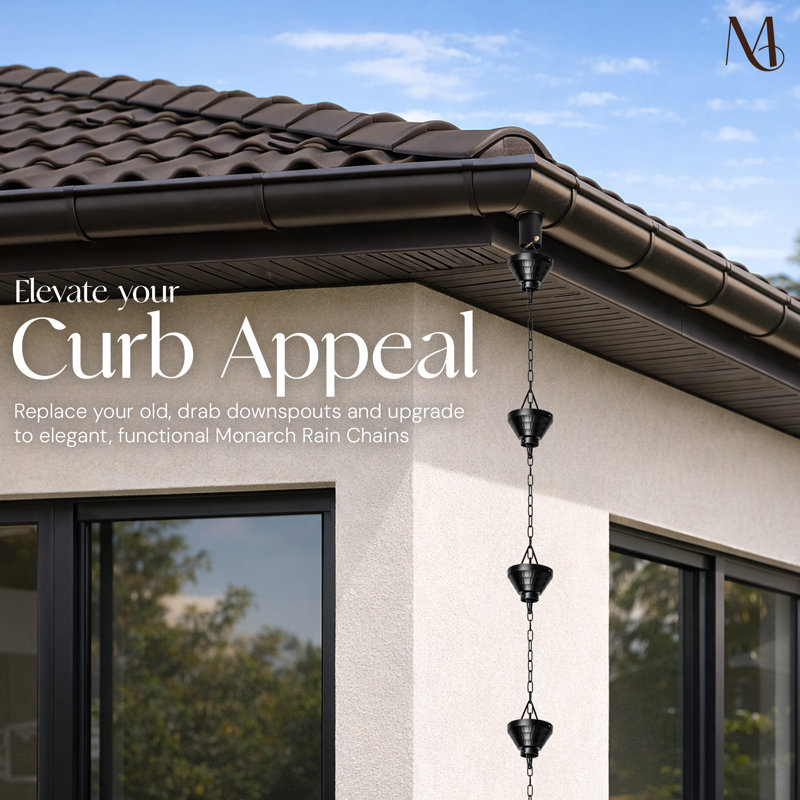 Aluminum Siam Cup Rain Chain Replacement Downspout for Gutters