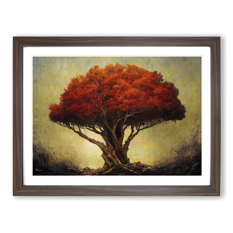 Shimmering Tree - Single Picture Frame Print, 25cm H x 34cm W x 2cm D, Walnut