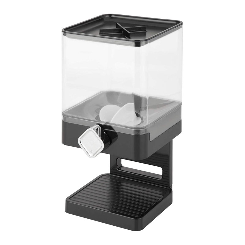 Compact Black Plastic Dry Food Dispenser