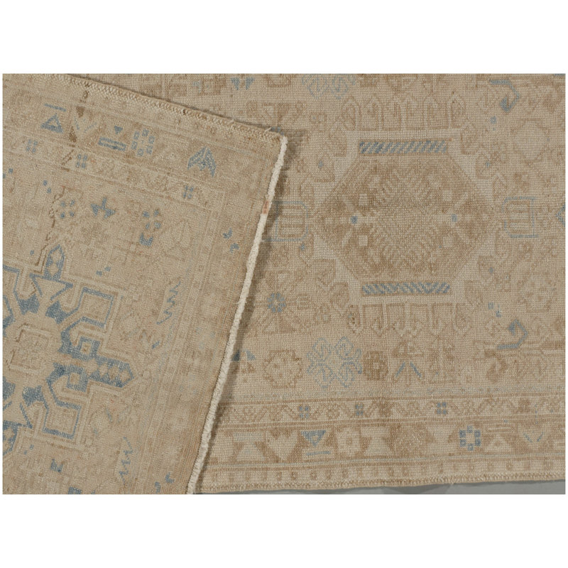 Antique One-of-a-Kind 3' X 10'4" 1940s Runner Wool Area Rug in