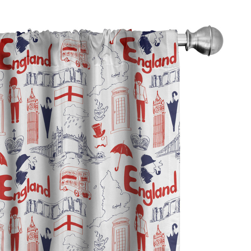 Room Darkening Sliding Panel Pair, 28" x 63", Red/Blue/White