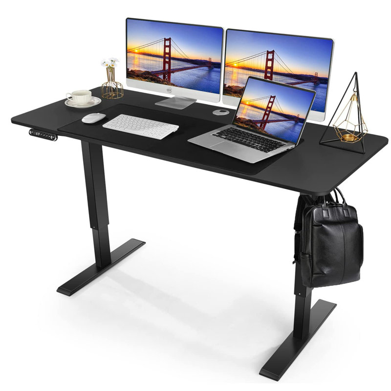 Kryslin Height Adjustable Gaming Standing Desk, Black