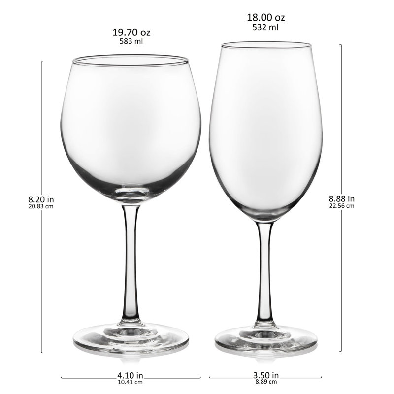 Libbey Vineyard Reserve 12-Piece Wine Glass Party Set for Chardonnay and Merlot/Bordeaux