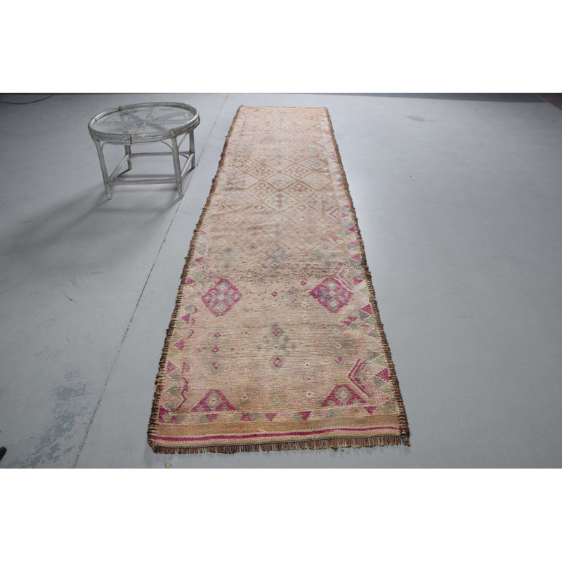 Tapis Oushak marocain rétro vert - un tapis turc Herki unique, idéal pour les chambres à coucher
