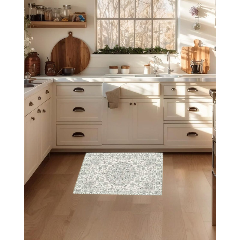 2x3 Vintage Distressed Medallion Rug, Washable, Non-Slip Boho Floral Carpet for Living Room, Bedroom, Dining Room
