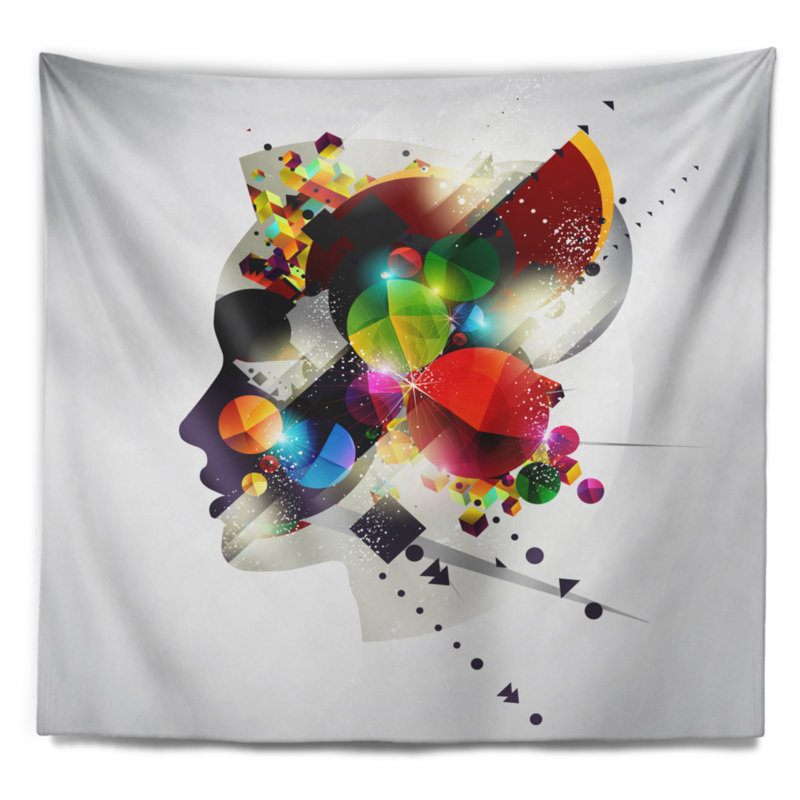 Tapisserie de profil abstrait de femme, H 32 po x l 39 po