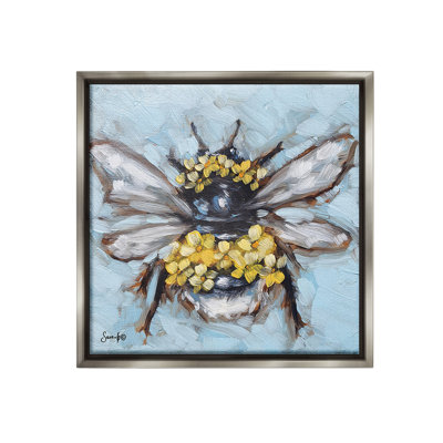 " Abstract Bee With Flowers Floater Frame " by Sara G. Designs