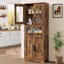 Armoire de salle de bain haute, armoire de rangement en lin avec portes, tablettes réglables et tiroir-1027646808