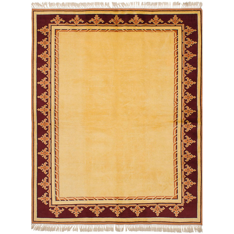 Tapis unique en laine noué à la main de style Kula brun clair / brun clair 5 pi 9 po x 7 pi 6 po années 1980 Quentisha