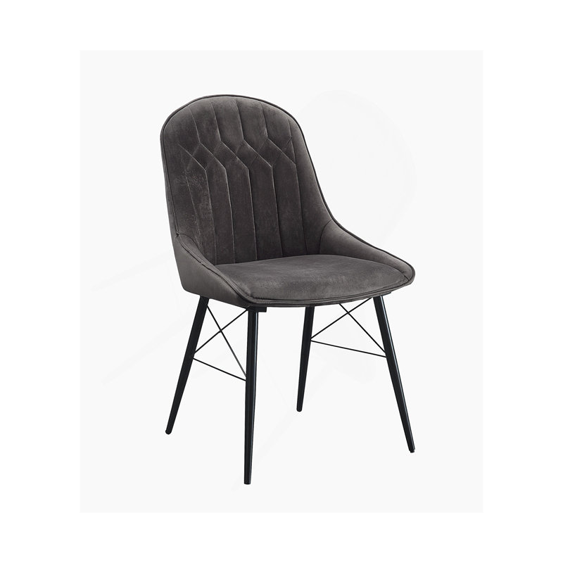 Ensemble de 2 chaises d'appoint en tissu gris foncé et finition noire