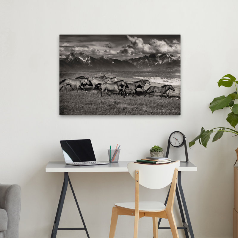 Chaîne de montagnes, Mavericks - photographie, animaux, nuages, chevaux, art, H 36 po x l 24 po