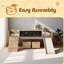 Lit mezzanine simple en bois avec deux boîtes de rangement-1239896106