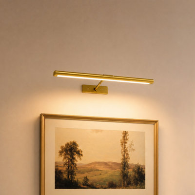 16" Rechargeable Picture Light For Wall, Wireless Led Art Display Light With Remote, Gold