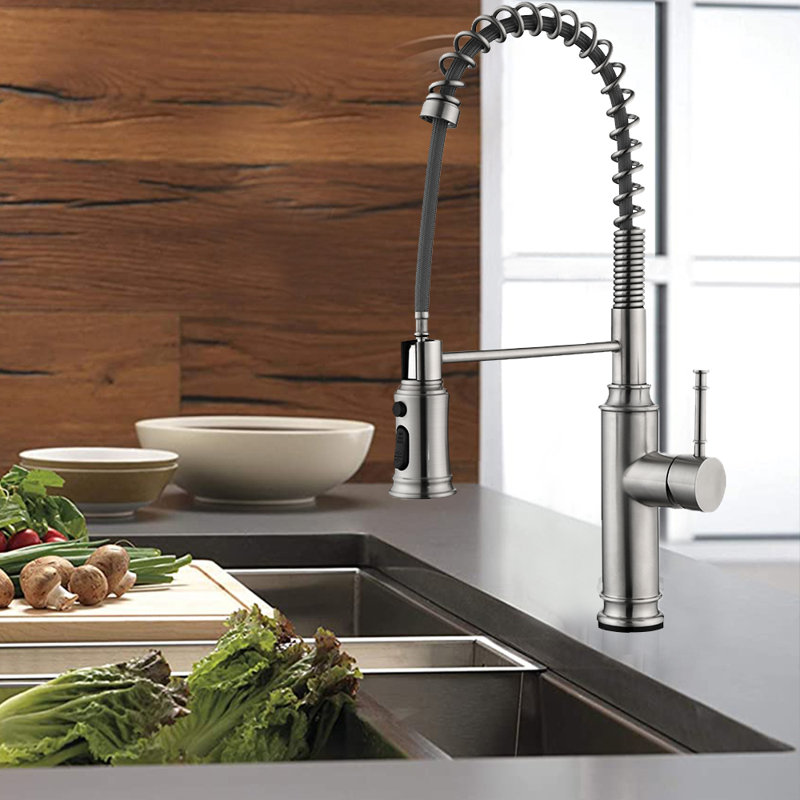 FB WERFY Pull Down Kitchen Faucet, Brushed Nickel