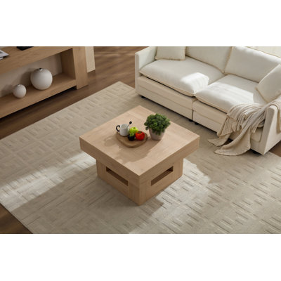Table basse avec bords festonnés - Table de centre industrielle à profil bas 31,5 pouces pour le salon
