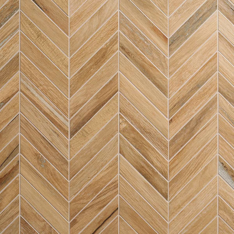 Eternal Chevron Birch Matte Porcelain Mosaic Tile