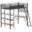 Lit mezzanine à 3 tablettes avec bureau intégré William Matte, parfait pour les chambres d'enfant de style industriel et moderne