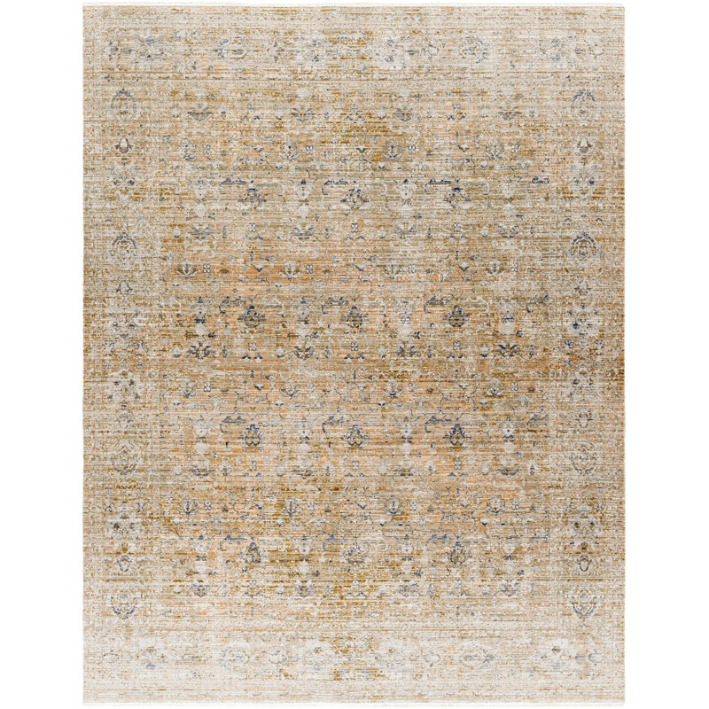 Margaret Vintage Washable Distressed Brown Synthetic Area Rug