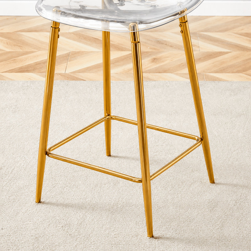 Tabourets de bar modernes de 25,5 po de hauteur comptoir en acrylique transparent avec structure en métal et repose-pieds, 2