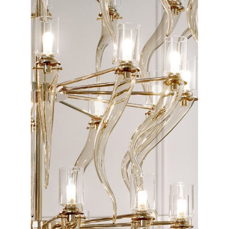 Lustre classique clair avec accents en verre Light Jazariah, miel vénitien Kaplan, 62" Width x 47" Depth x 97" Height