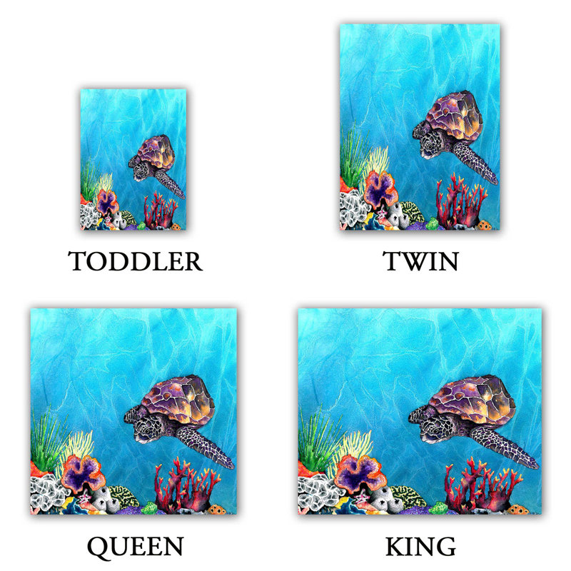  Housses de couette en microfibre Sea Turtle, Housse de couette simple + 1 taie décorative stan