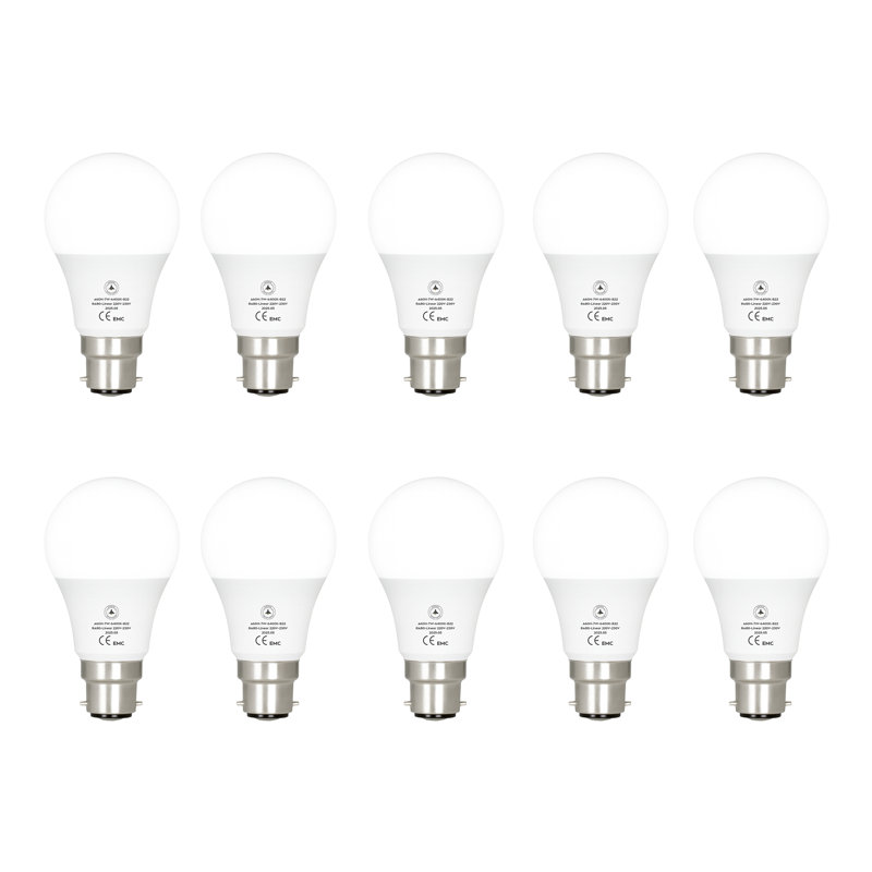 10 Pack LED A60 B22 Light Bulb, 7W (70W Equivalent) Non-Dimmable 6400K Cool White, 806 Lumens, BC Bayonet 60mm Diameter GLS Energy Saving for livingroom Bedroom Home Office