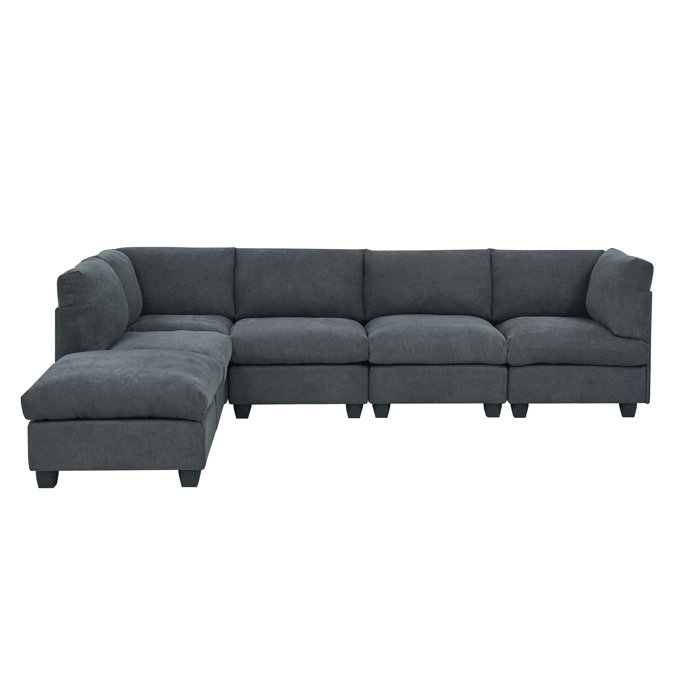 Wade Logan® 6 - Piece Upholstered Sectional & Reviews | Wayfair