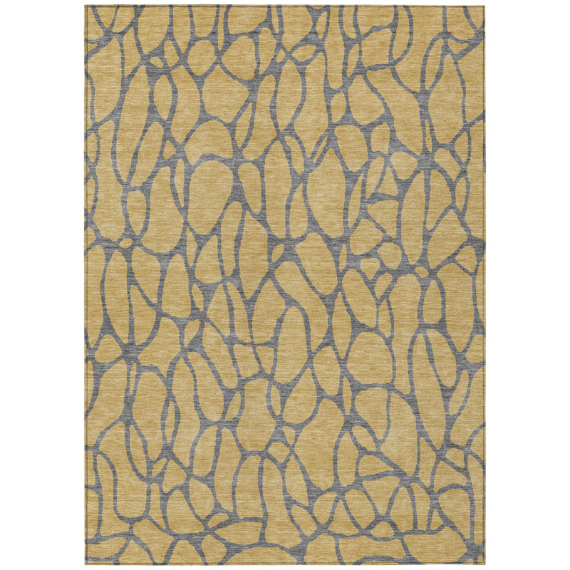 Tapis intérieur lavable à motif géométrique doré 5 pi x 8 pi