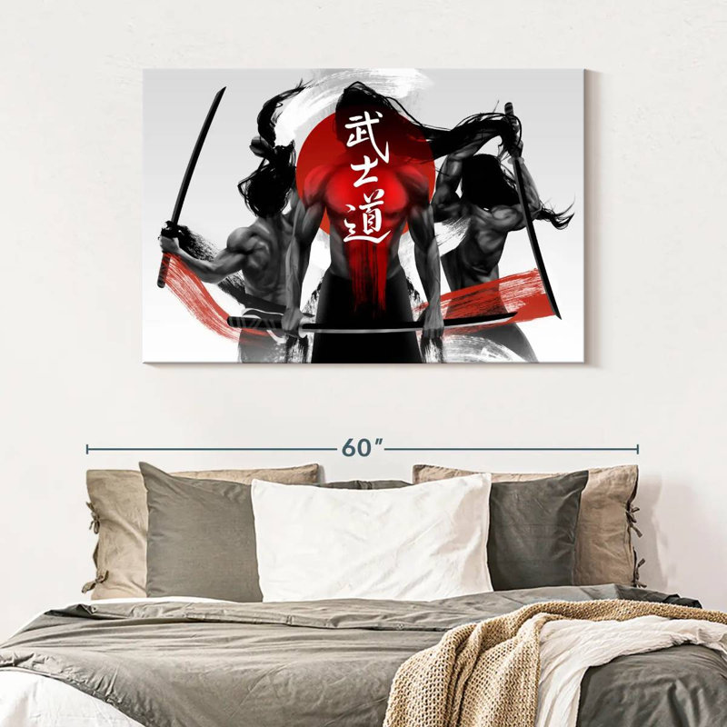 Leisha Three Samurais, 32" H x 48" W