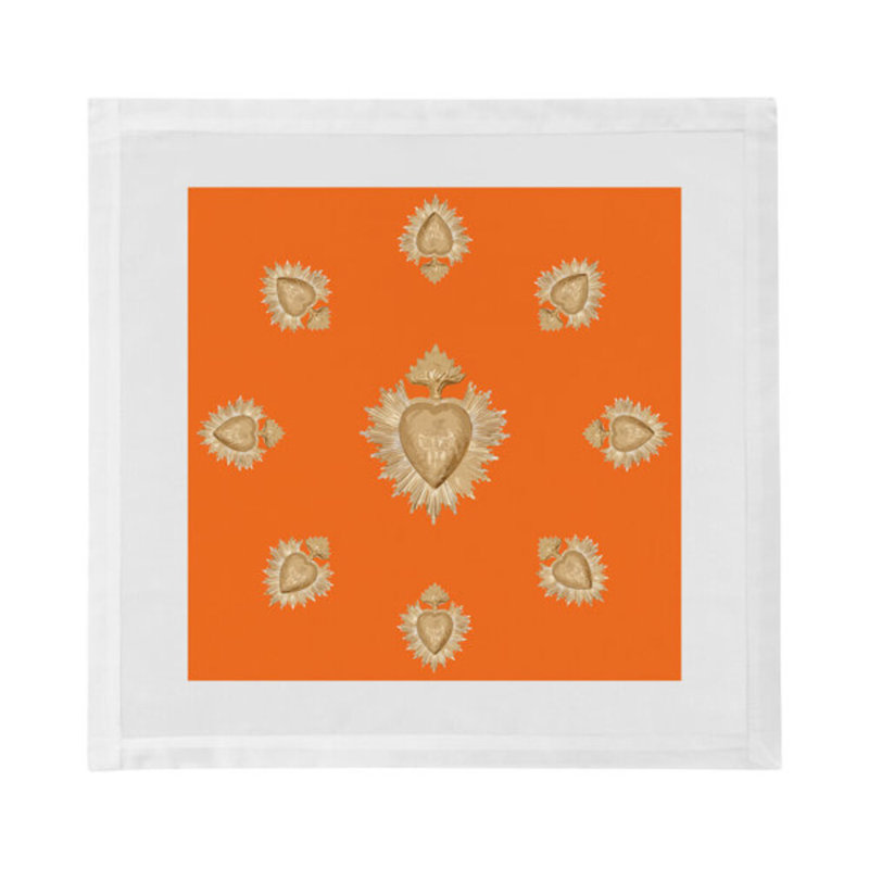 Ex Vote Cotton Blend Square Napkins, Orange