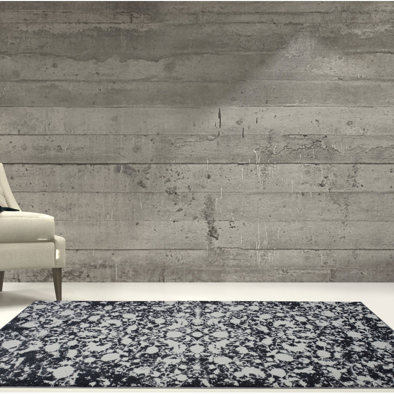 Tapis gris à motif abstrait Toronto, Rectangle 2 pi 7 po x 4 pi 11 po