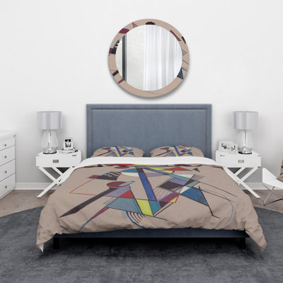 Coloured Geometric Abstract Compositions III - Ensemble de housse de couette moderne - Microfibre de polyester