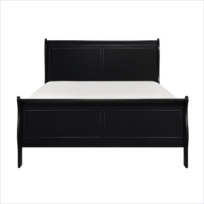 Bed Frame Full Size Solid Wood Deep Black Traditional Louis Philippe Style Furniture for Residential Bedroom