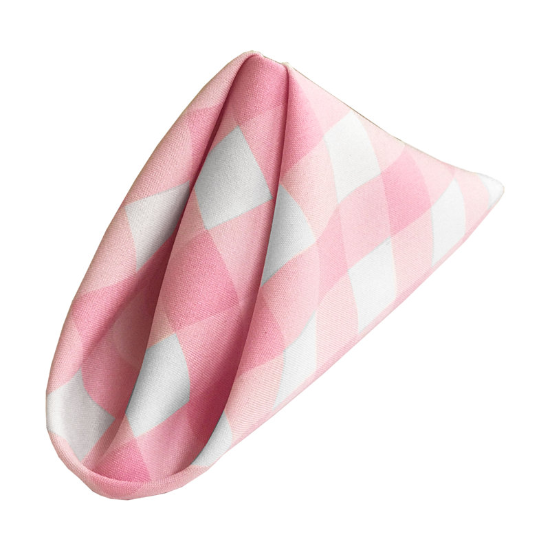 Serviette à motif carreauté de 18 po Huertas, Blanc / Rose