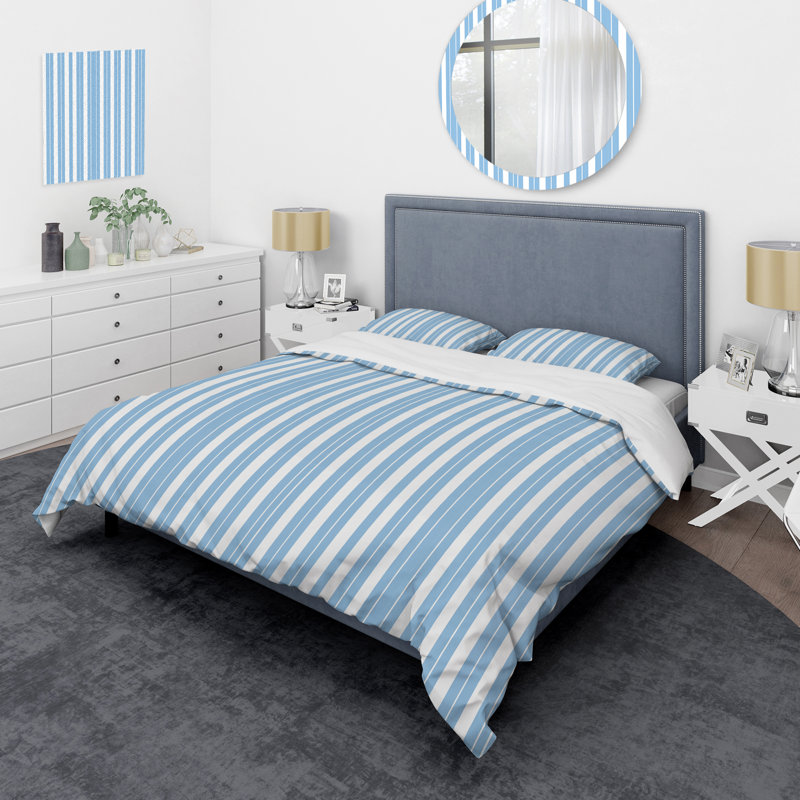 Ensemble de housse de couette transitionnel bleu bébé blanc et blanc II, Housse de couette très grand et 2 très grandes t