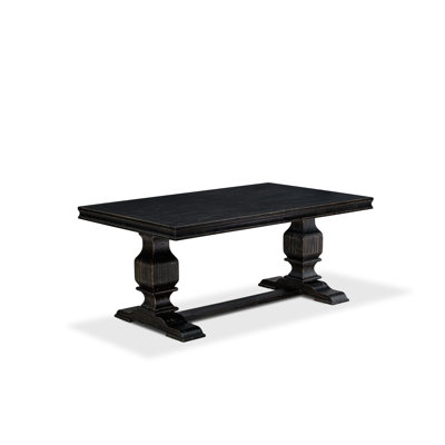 A wooden Dining Table with Removable Rectangular tabletop – Sand Blasting Black