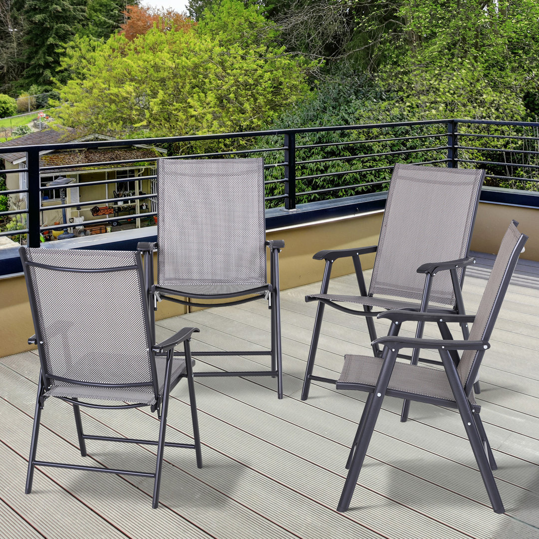 Chastyn Steel Outdoor Folding Dining Armchair (Set of 4) Arlmont & Co.