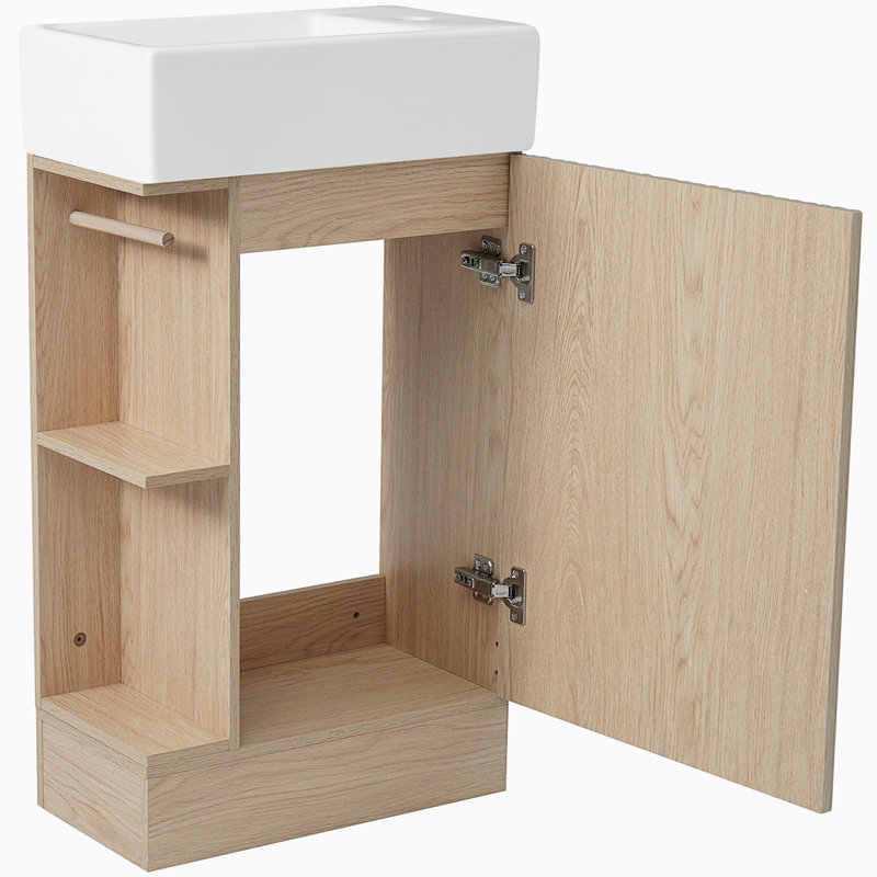 Ensemble de meuble-lavabo simple 18,60 po avec plateau en céramique Evelina, Naturel