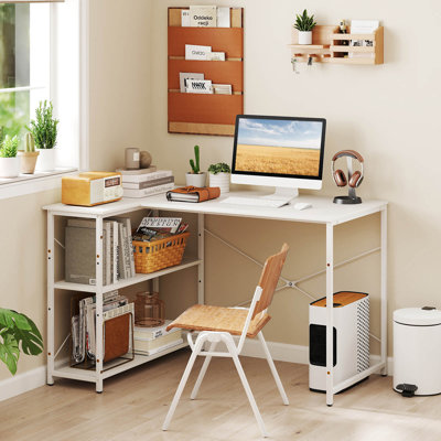 L-shaped Computer Desk With Power Outlets Adjustable Shelf Heavy-duty Metal Frame by Inbox Zero