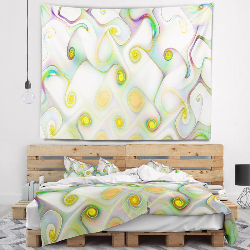 Abstrait magnifique motif fractal avec tapisserie tourbillonnant, H 50 po x l 60 po