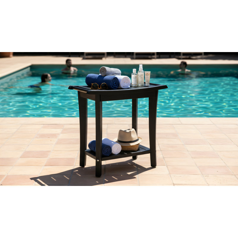 19"W Solid Wood Shower Bench, Black