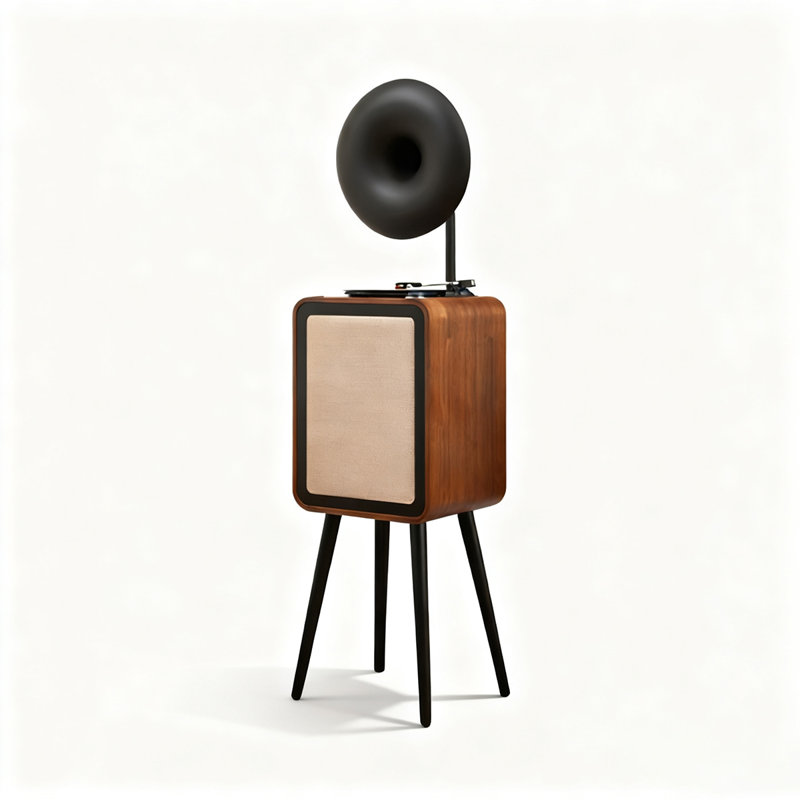 French Vintage Bluetooth Speaker And Vinyl Record Player Combined In One Unit