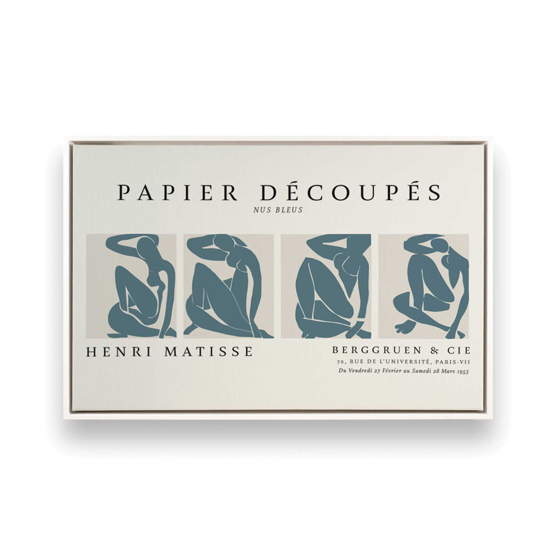 Nus Bleus Matisse, affiche d'art v1, H 24,75 po x l 36,75 po, Cadre flottant blanc opaque