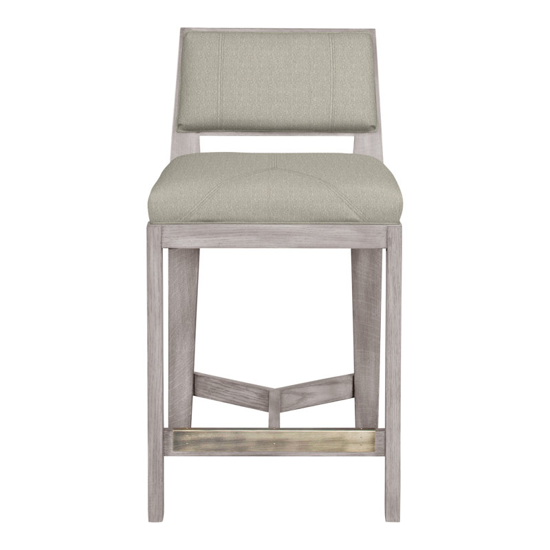 Scoville By Thom Filicia Upholstered Counter Stool with Solid Wood Frame, Gris colombe, Fumée Ian