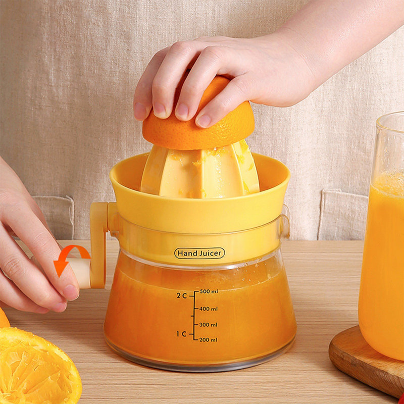 Hand Cranked Juicer Household Kitchen Juicer Manual Juicer Lemon And Orange Juices Squeezing Tool With Built In Measuring Cup And Grater