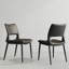 Chaise de salle à manger moderne en cuir noir avec support en métal (ensemble de 2)
