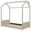 Lit maison en velours beige-1025847971