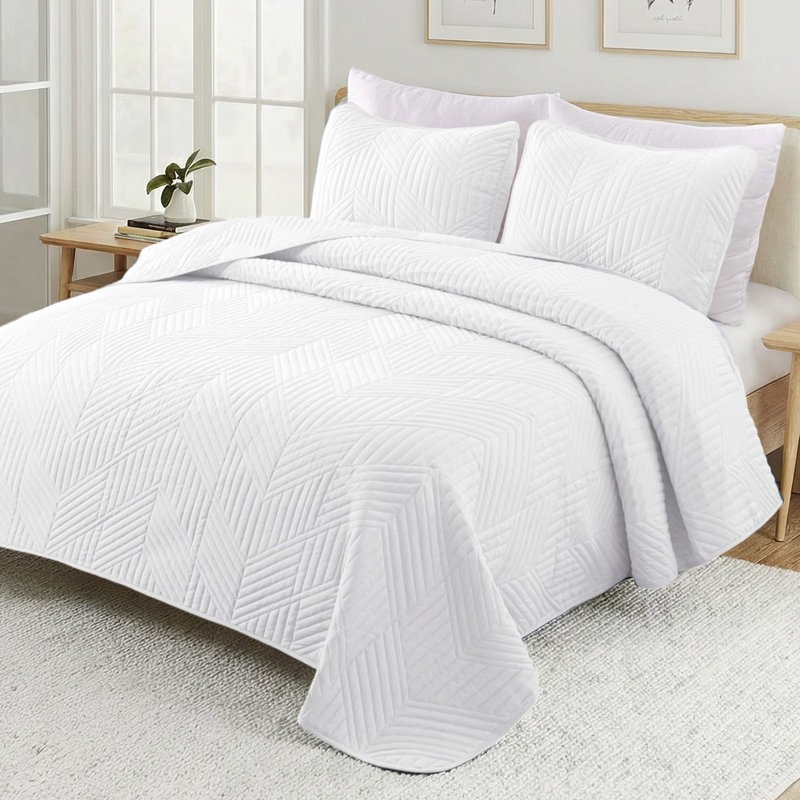 Literie de courtepointe de haute qualité, couvre-lit léger et moderne, ensemble de couvre-lit moderne et doux pour toutes les saisons, blanc